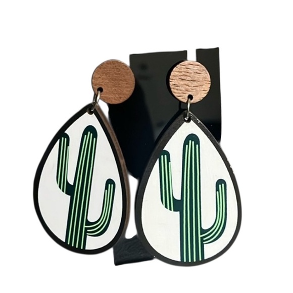 Hand Crafted Jewelry - Hand Crafted Cactus Teardrop Earrings